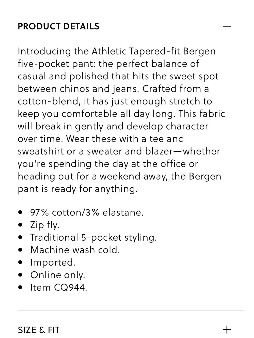 NWT J Crew 1040 Athletic Tapered-fit Bergen five-pocket pant 34X34